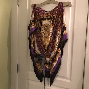 Cache Silk caftan style blouse  size S